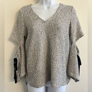 1. State Cream and Black Knit Top